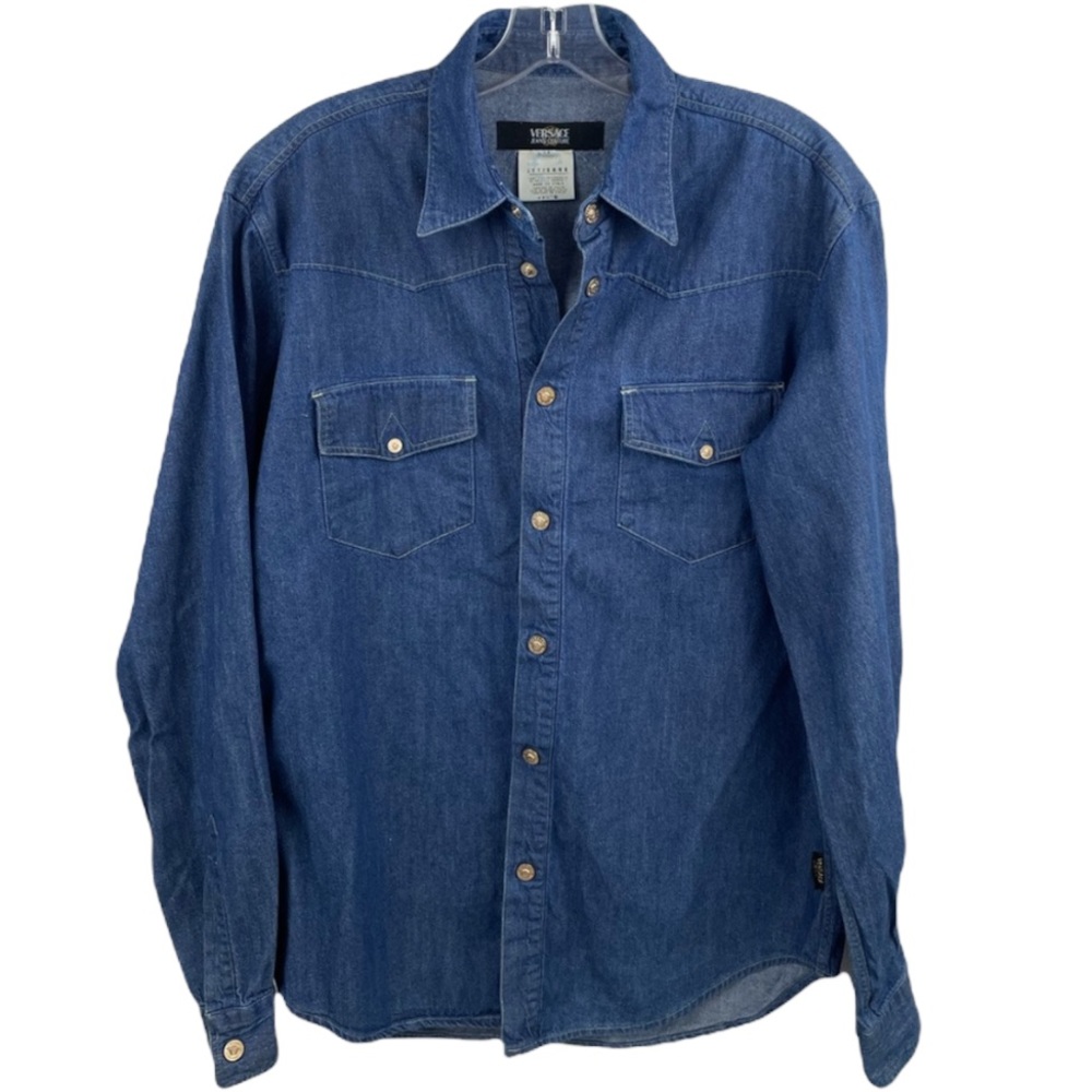 VINTAGE VERSACE JEAN COUTURE ITTIERRE Men’s Denim Jean Shirt Size M